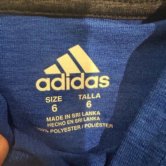 New Adidas Climalite Athletic active Sport Long Sleeve Shirt Hooded Blue Size 6 - Picture 3 of 3